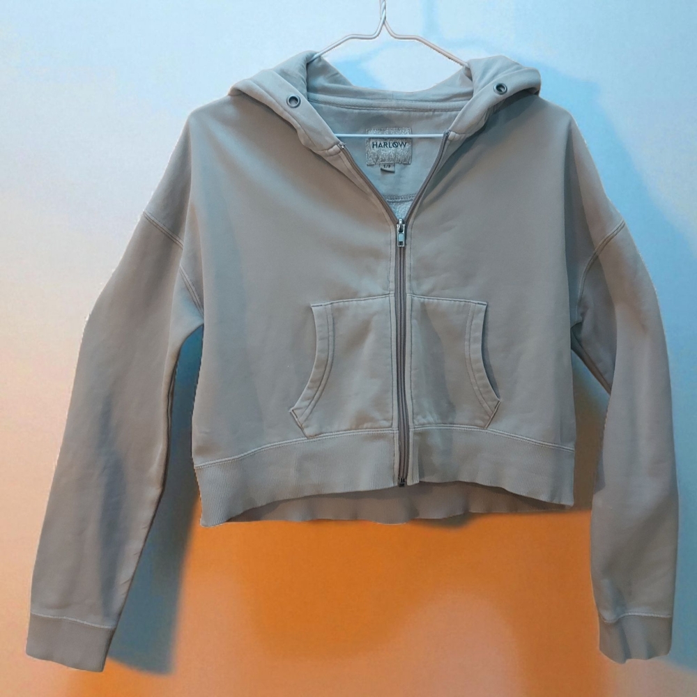 Harlow Beige Zip-Up Hoodie MEDIUM